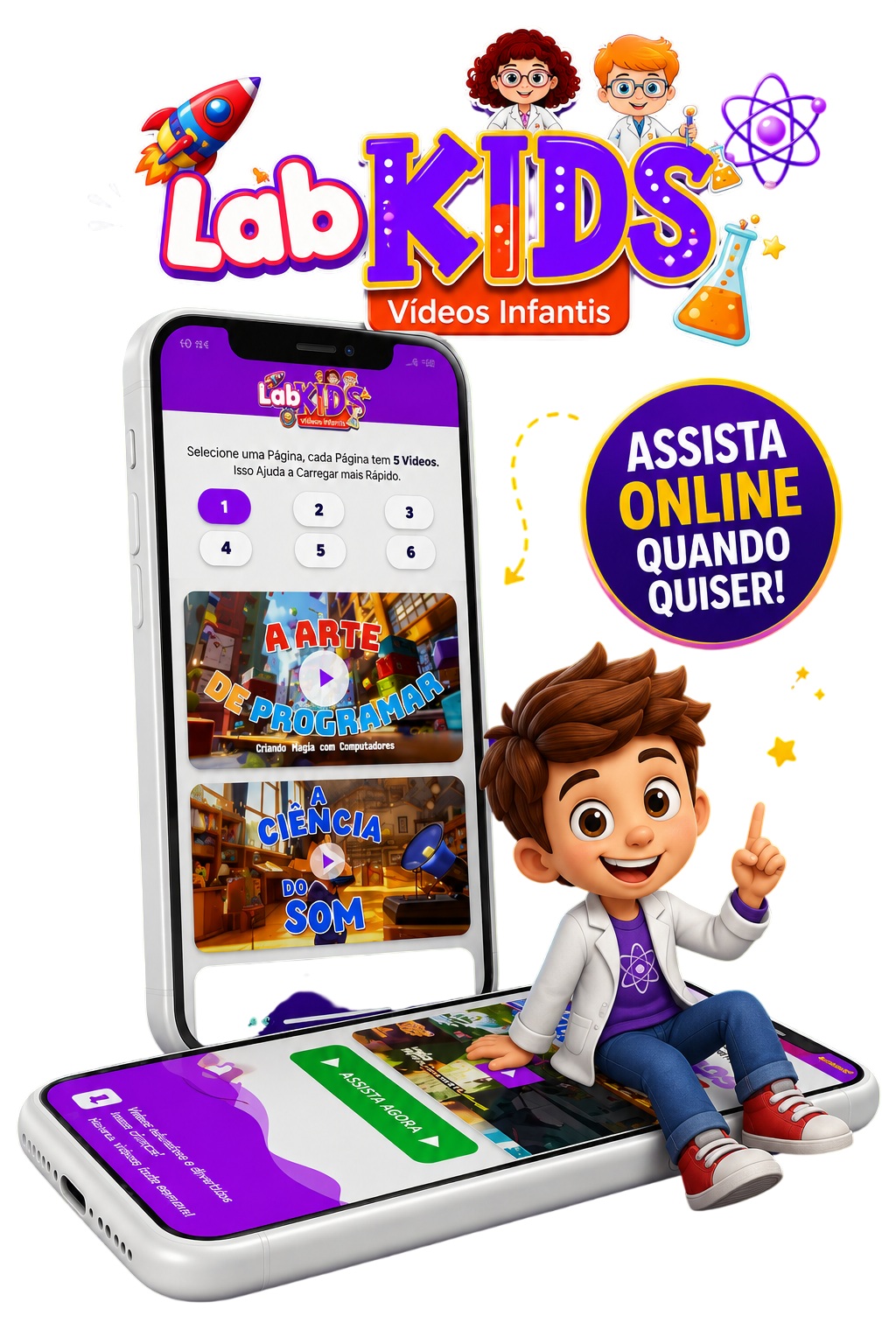 App LabKids no celular com vídeos infantis educativos